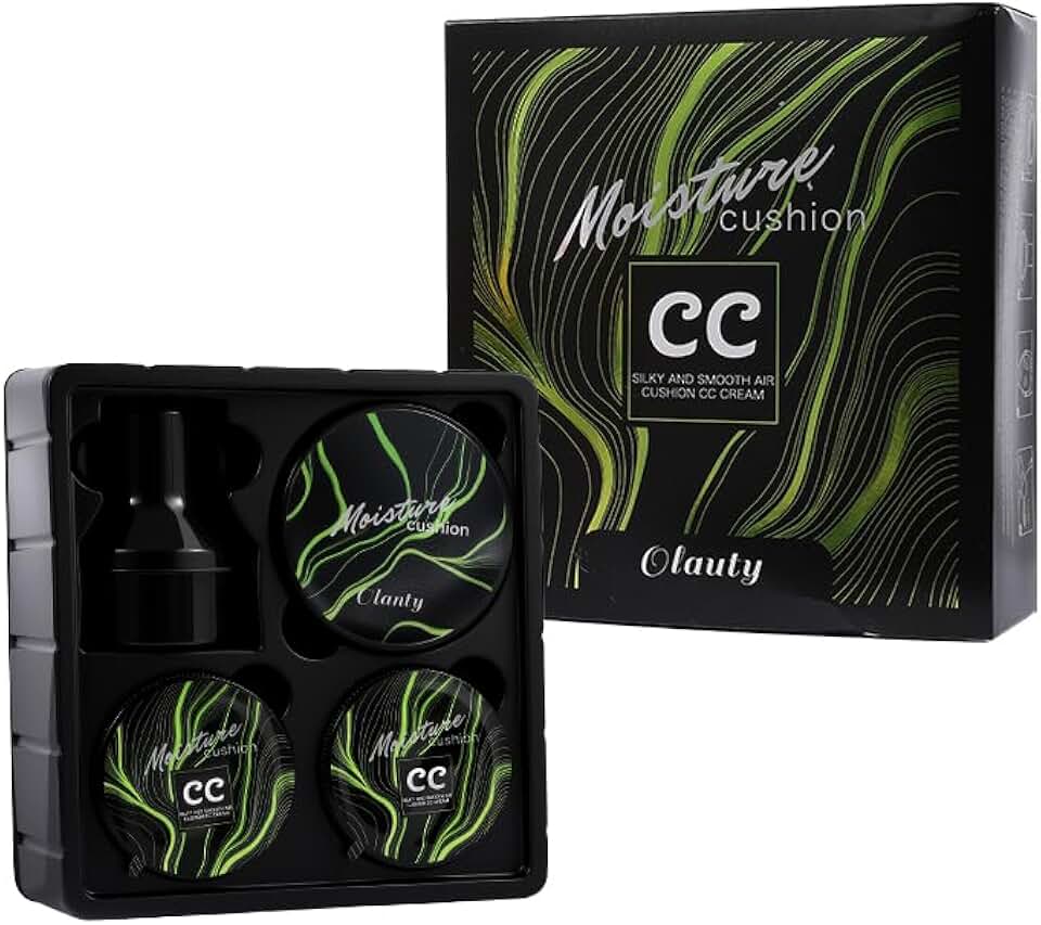 Base hidratante CC Cream para pele madura - Corretivo impecável BB Cream com esponja de cogumelo, almofada de ar impermeável de longa duração, natural (nº 03 – kit de recarga (1 completo + 2 recargas