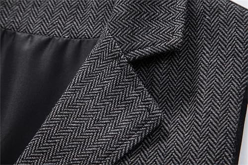 Men's Vintage Notched Lapel Chain Vest Tweed Pocket Suit Vest Casual Retro Leisure Party Top3