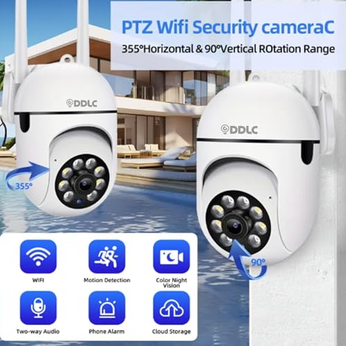 Image of DDLC 4MP WiFi Mini PTZ Home Security Camera | Full HD 1080P | Color Night Vision | Motion Detection | Two-Way Audio | Wireless CCTV Camera for Home Outdoor with Mobile App V380 Pro (Mini PTZ)