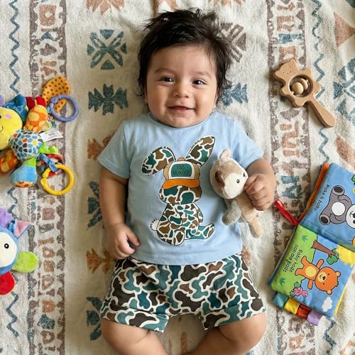 Image of Toddler Boy Easter Outfit Letter Cross Short Sleeve T Shirt Camouflage Shorts Set 2T 3T 4T 5T Summer Outfits