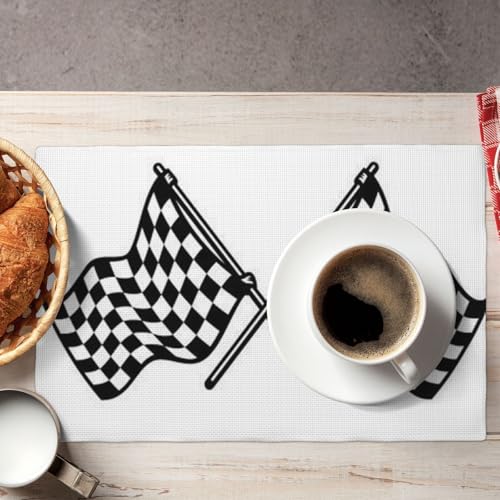 Set de table lin drapeau de course pour repas et pique-nique 6pcs - 8