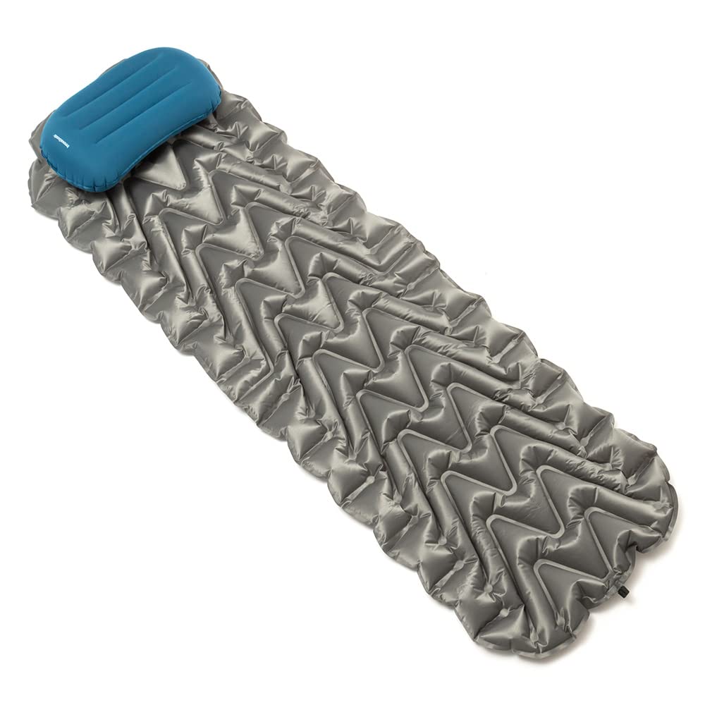 InnovaGoods Ig813123 materac dmuchany i poduszka, ultralekki, unisex, dla dorosłych, szary i niebieski, rozmiar uniwersalny
