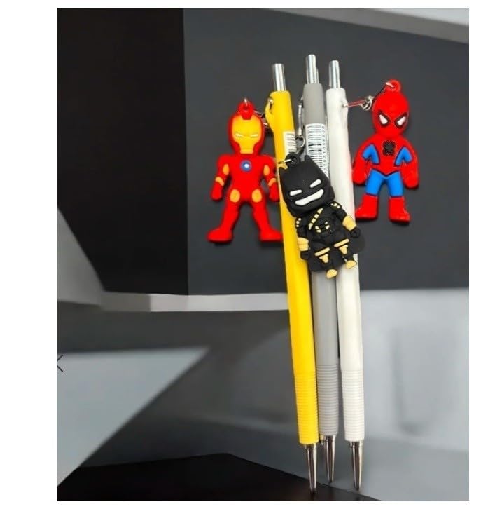 Image of ECLET Pack of 6 Designer Gel Pen Superhero Design Assorted Colours Birthday Gift Return Gifts for Kids Superhero Stationery