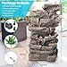 Biling 5-Tier Cascading Rock Outdoor Water Fountain with LED Lights and Artificial Fern, Outdoor Fountains and Waterfalls with Natural Stone Look for Garden, Patio, Backyard, Deck (Brown)