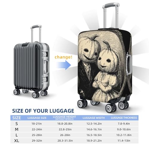 Two Cute Pumpkins In Wedding Attire Elastic Travel Luggage Covers Dustproof Scratch-Resistant Suitcase Protector Fit 22-24 Inch4