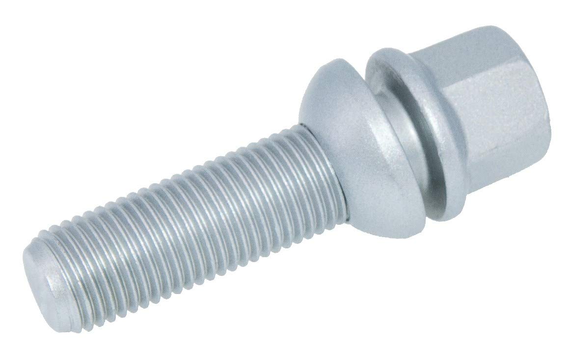 Levando 20 sztuk 2-częściowy zestaw śrub do kół, M14 x 1,5, długość trzonu z kulkami R13, ruchome D = 26 mm SW17 – zestaw sworzni kół pasuje do modeli Audi A, VW Golf, Passat, Polo, UVM, kolor srebrny
