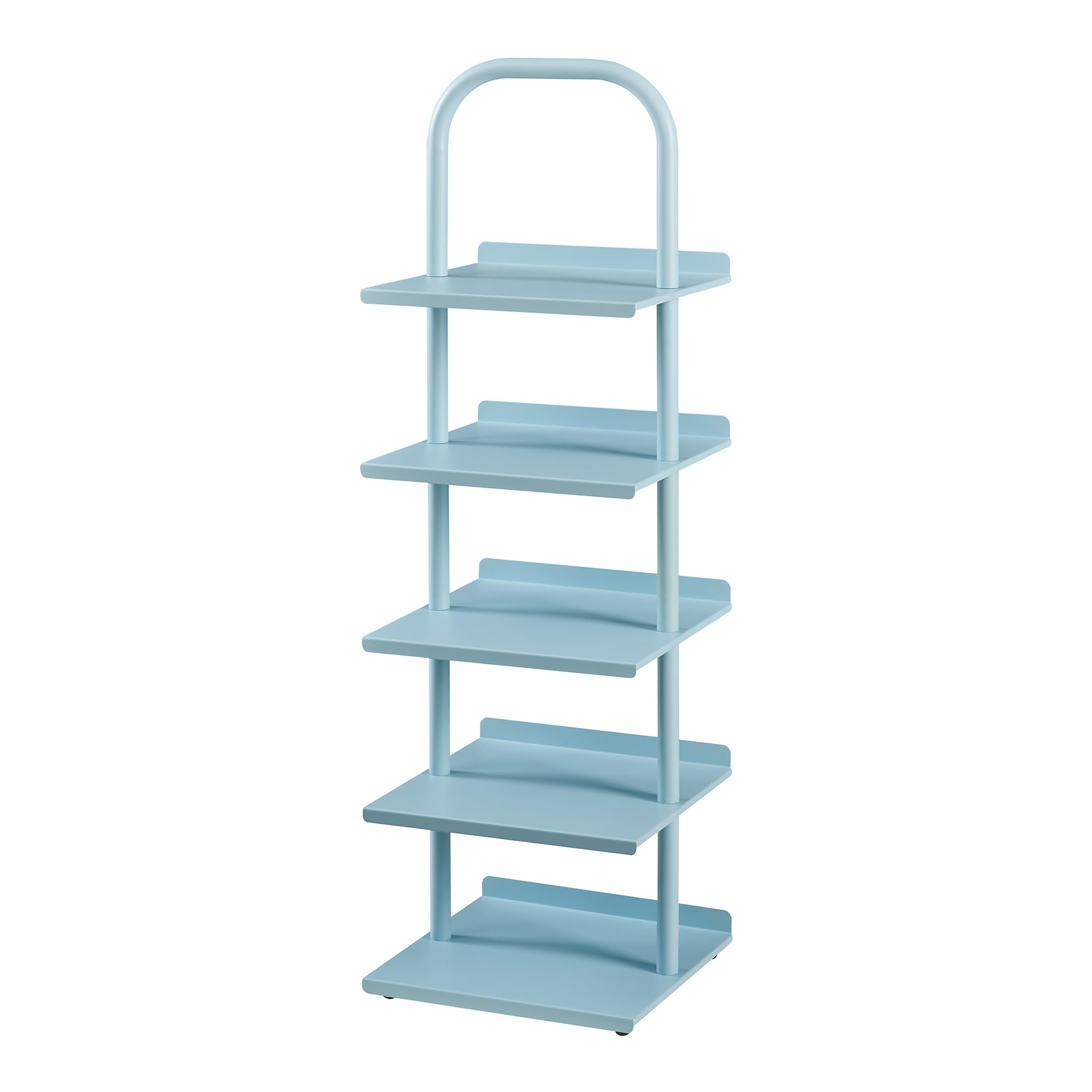 [en.casa] Schuhregal schmal für Kinder Poytya Schuhablage hoch für 5 Paare Organizer Standregal mit 5 Ebenen Metall 96 x 30 x 27 cm Blau