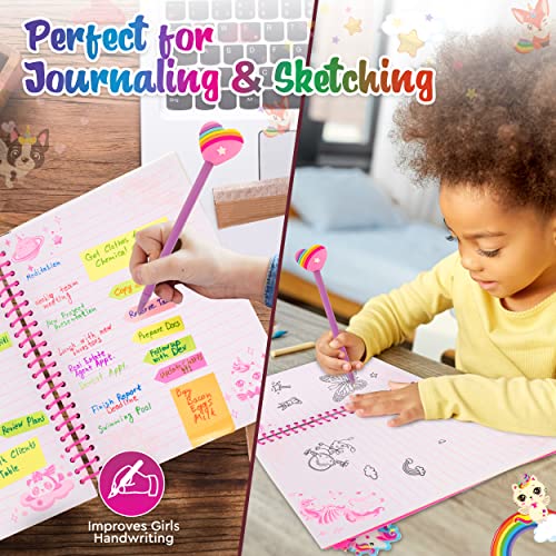 Hot Focus Unicorn Journal Kit For Girls Ages 6 7 8-12 - Complete Diary Set With Spiral Notebook, Pencil Case, Pen, And Hair Tie/Bracelet - The Girls' Journal Set And Kids Diary Gift For Tween Girls #TOP5