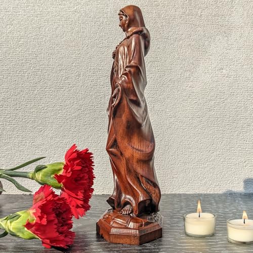 Estatua Virgen María de Madera Oscura 8 Pulgadas miniatura 6