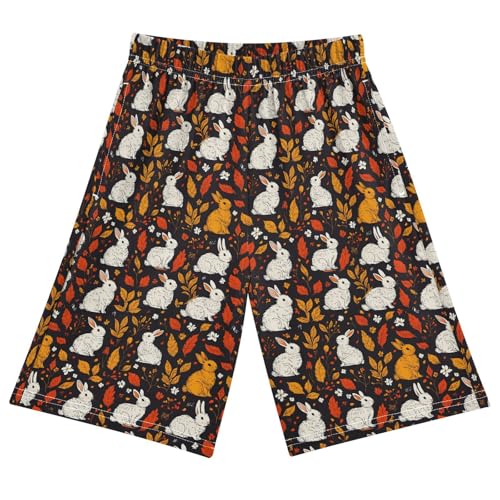 Rabbit Easter Bunny Autumn Youth Athletic Shorts for Boys and Girls Size 11-12 Years Multicolor