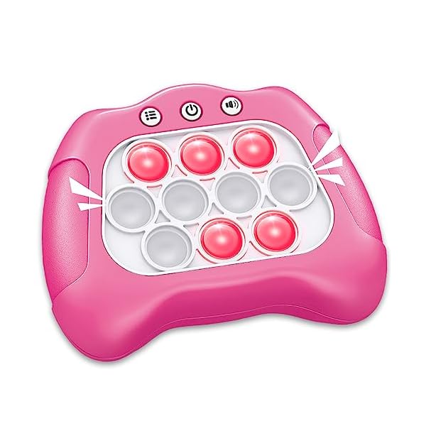 Quick-Push-Light-Up-Pop-Game-Fidget-Toys-for-Adults-and-Kids-Puzzle-Game-Machine-Squeeze-Poppet-Sensory-Push-Pop-Bubble-Toy-Relief-Party-Favors-Puzzle-Game-Fidget-Console-Pink