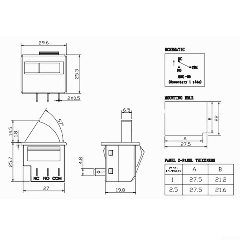 Interruptor Pulsador Nevera 3 Pines Piezas Frigorífico Activación Automática Temperatura Variable 20x30mm(Gate Control Two)
