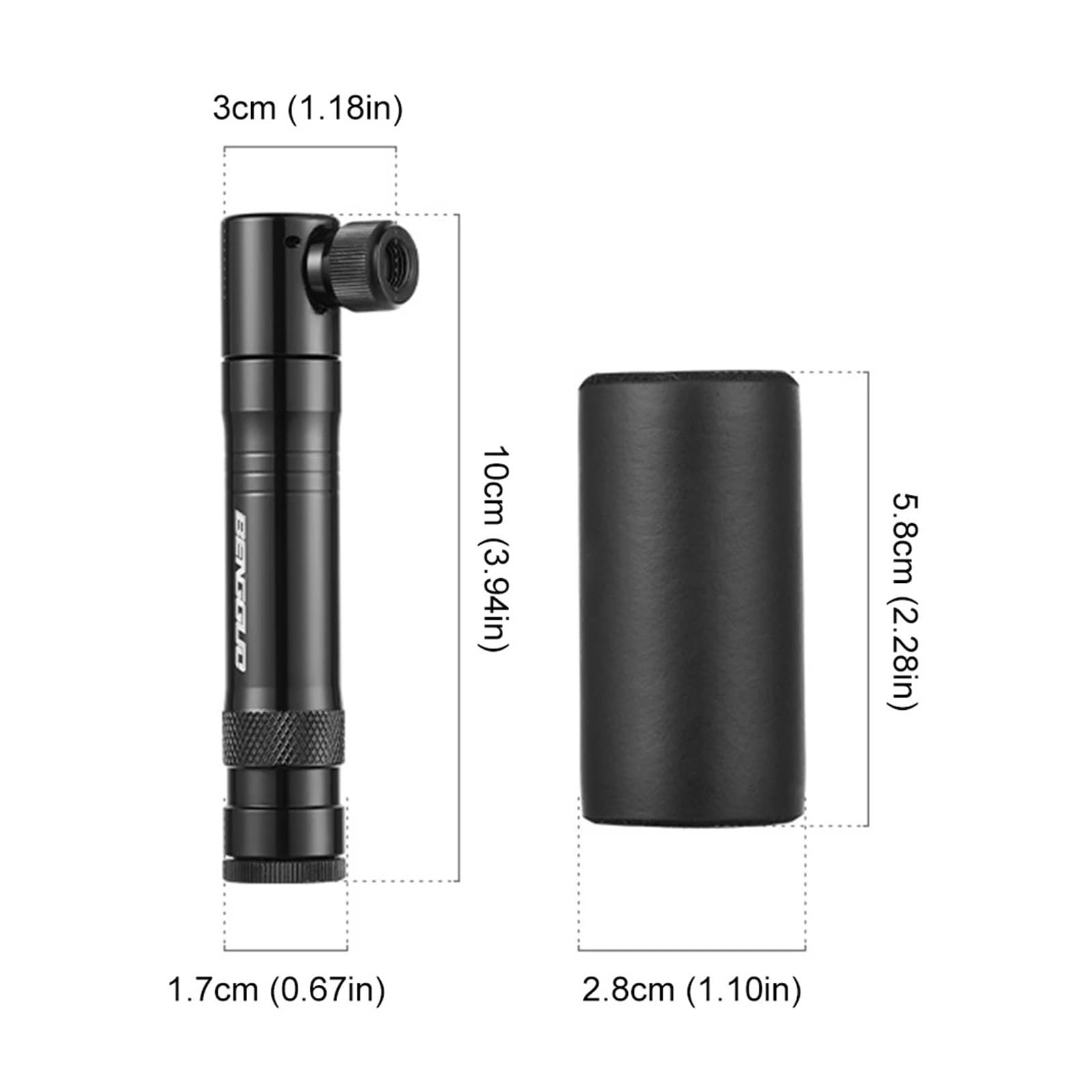1 Stück CO2-Inflator aus Aluminiumlegierung mit Reifenreparaturset, tragbares Doppelventil for Schrader- und Presta-Fahrradzubehör(Black)