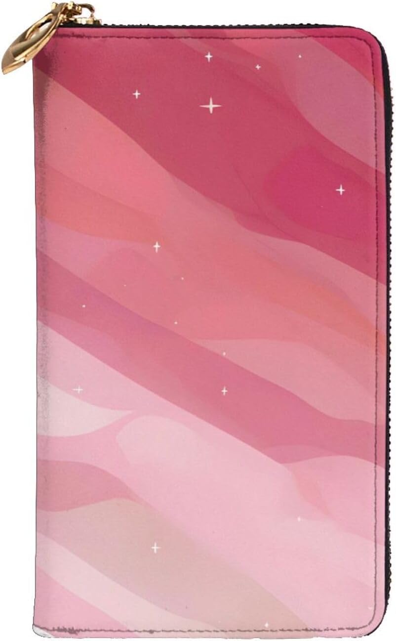 Pink gradient style Women's wallet, clutch wallet, with zipper, large capacity.
