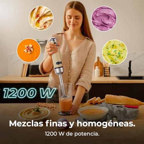 Cecotec Frullatore a Immersione Retro Power RetroYellow 1200MAX. 1200W di Potenza, Lama a 4 Lame con Rivestimento in Titanio Nero, 2 Velocità, Bicchiere da 0,5L, Design Vintage - Immagine 1