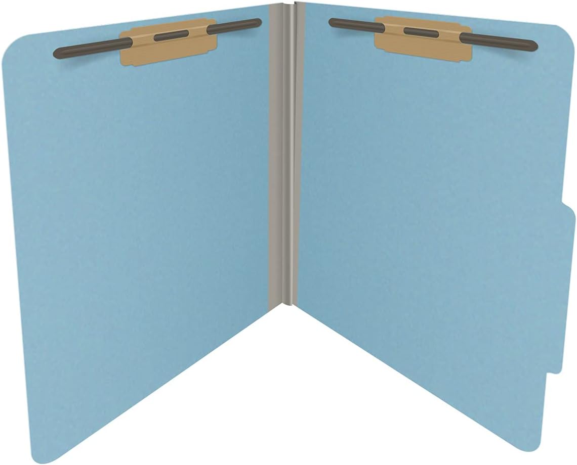 25 Pt. Pressboard Classification Folders, 2/5 Cut ROC Top Tab, Letter Size, No Dividers, Light Blue (Box of 25)