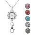 Mel Crouch Women Office Lanyards ID Badges Holder Necklaces with Flower or Emoji Snap Charms Snap Necklace Clip Pendant (flower)