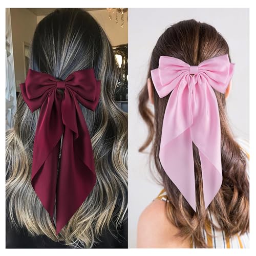 Large Satin Hair Bow Clips, 6-Pack - Image 4