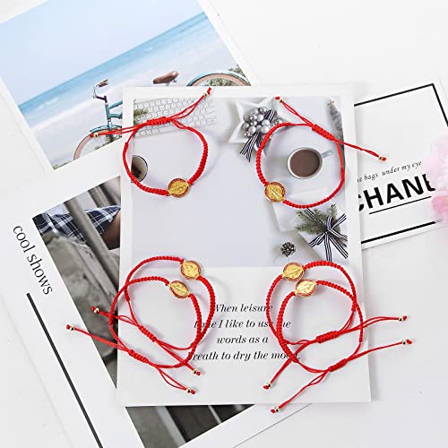 12/6 Pieces Pack San Benito Bracelets Protection Handmade Red Black Cord Benedict Wrist Bracelets Adjustable Medal Rosary Bracelet Luck Benedictine Serenity Blessing Friendship Bracelet for Women Men4