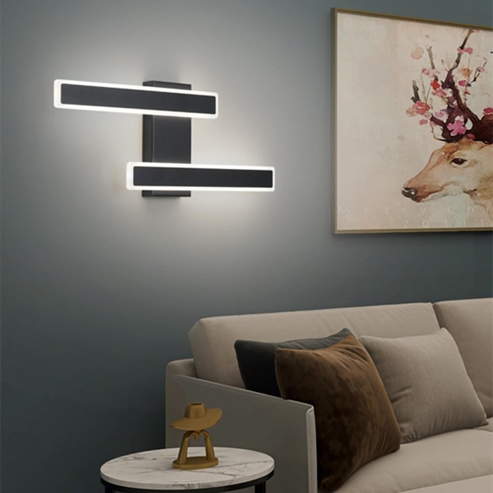 Comely Kinkiet Wewnętrzny LED, 32W 3600LM Czarna Nowoczesna Lampa Ścienna, 3 Temperatury Barwowe Oświetlenie Wewnętrzne Lampa Nocna Ledowa Lampa Ścienna Do Salonu Sypialni Biura Schodów