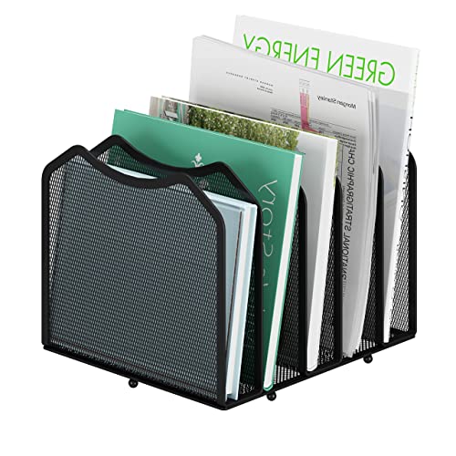 Simple Trending Mesh Desktop File Sorter Organizer, 5-Section Bookshelf For Desk Home Office, Black #TOP1