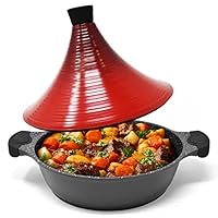 Joeji's Kitchen Tagine Marocchino Antiaderente 28cm - Pentola Tajine e Coperchio Conico - Induzione - Facile da Pulire - Cibi Saporiti e Teneri Slow-Cooked Agnello Maiale Pollame Pesce