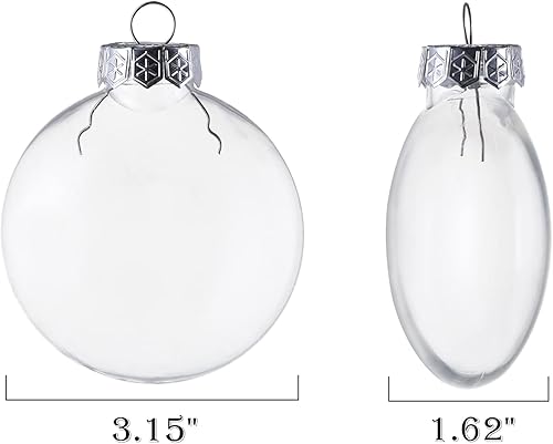 Miniatura 2 de Kingrol Paquete de 15 discos de adorno, bola de adorno rellenable de plástico transparente de 3.15 pulgadas para proyectos de manualidades, Navidad,
