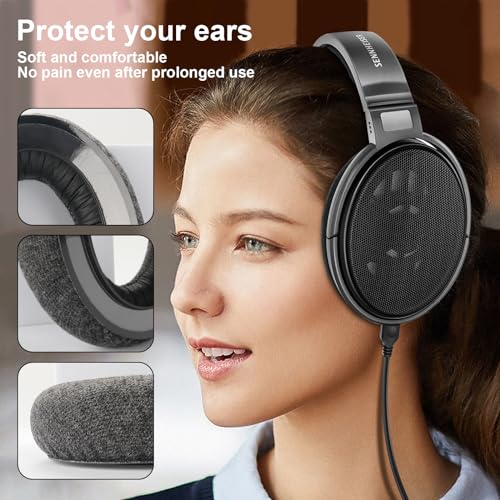 HD600 Ear Pads compatibles con Sennheiser HD650, HD660S, HD600, HD545, HD525, HD535, reemplazo de almohadillas de oído para auriculares X HD6XX, HD58X, HD580, HD565 Jubilee, tela de terciopelo mejorada miniatura 2