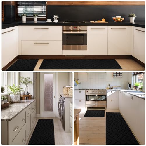Image of hicorfe Kitchen Runner Rug,24 inchx71 inch+20 inchx32 inch Kitchen Set,Non-Slip Kitchen Mat