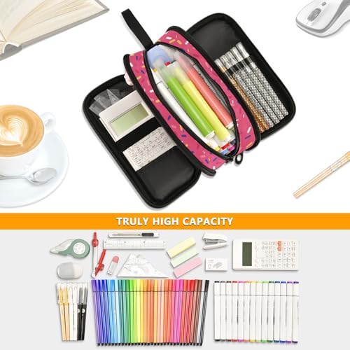 Image of Custom Red Ice Cream Print Pencil Case Box Boys Girls Personalized Name Large Pencil Pouch Stationery Pen Bag Organizer for Kids Adults School Office