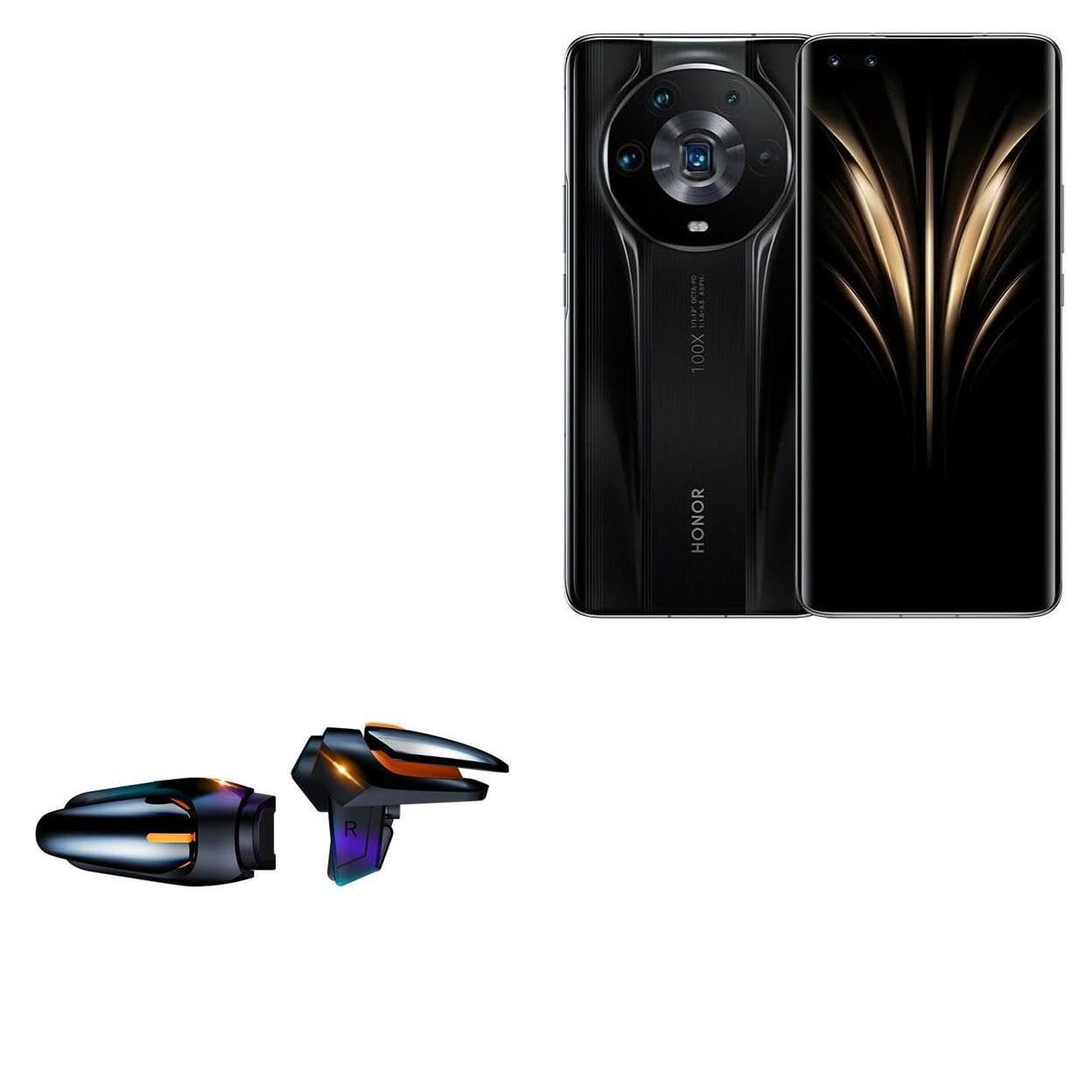 BoxWave Gaming Gear Compatible with Honor Magic4 Ultimate - Touchscreen QuickTrigger Auto, Trigger Buttons Autofire Gaming Mobile FPS - Jet Black