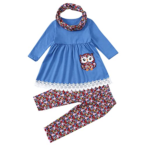 Ensemble d'hiver fille en coton avec haut pantalon et bandeau