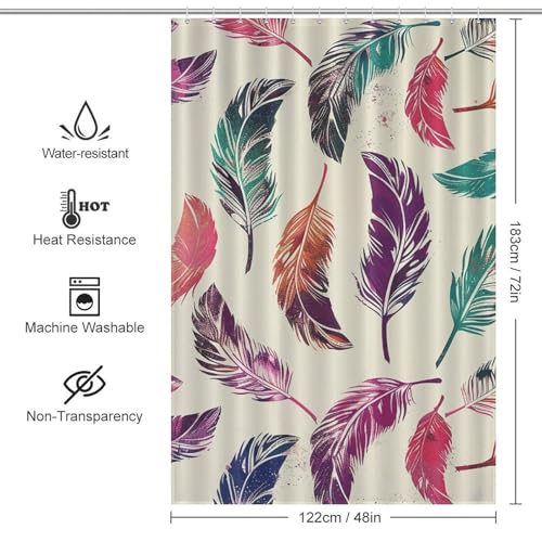 Rideau de douche en tissu imperméable multicolore lavable 12x183 cm