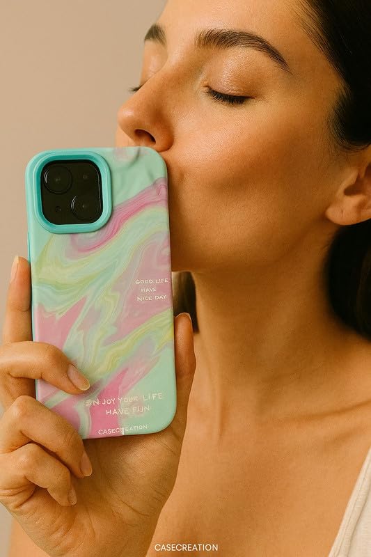 Image of COVERLY for iPhone 15 3D Premium Rainbow Pastel Swirl Design Phone Case, Luxury Texture Trendy Retro Cute Colorful Artistic Cool Pattern -Aesthetic Shades Love Heart Princess Cover for Apple iPhone 15