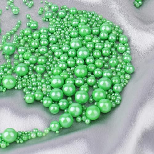 Image of Green Pearl Sprinkles for Cake Decorating, 4 Sizes Sugar 130g /4.6oz, Cupcake, Ice Cream, Donuts, Macaron Toppings Supplies (2mm, 4mm, 7mm, 1cm)