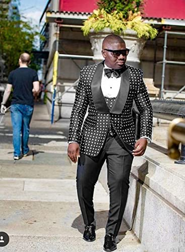 Men's Polka Dots Suit Shawl Lapel for Prom Dinner Jacket Vest & Pant2