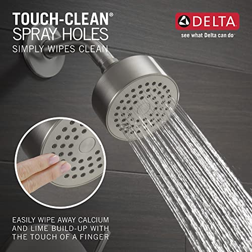 Image of Delta Modern 14 Series Shower Faucet Set, Brushed Nickel Shower Head and Handle Set, Valve Trim Kit, Stainless T14259-SS-PP (Valve Not Included)