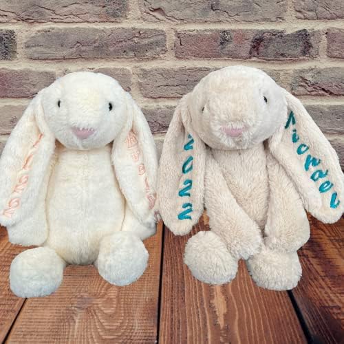 Miniatura 3 de Conejo de Pascua de peluche personalizado, relleno de cesta, bordado con nombre para niños (morado)