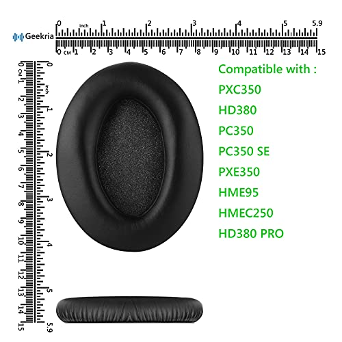 Tetones de repuesto Geekria compatibles con Sennheiser HD380 PRO, PC350/350SE, PXC350, PXE350, HME95, HMEC250, HD380, cojines para orejas (Negro) miniatura 6