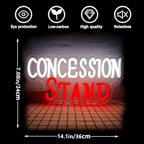 Image of Concession Stand Neon Sign for Wall Decor Baseball Birthday Party Neon Sign Dimmable Concession Stand Sign for Party Favors Baseball Birthday Party