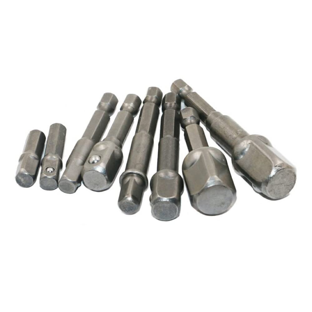 8 szt. Adapter Gniazda Udarowego, Zestaw Nasadek Wiertarskich Adapter Gniazda Wiertarskiego Adapter Gniazda 8-pak Sześciokątny Uchwyt na łeb Kwadratowy do Majsterkowania w Branży
