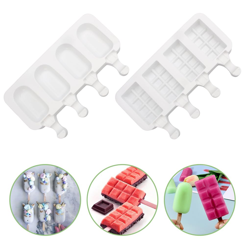 2 Sets Moules à Glace Silicone - 12 Poches + Bâtonnets - Sans BPA, Lavables Au Lave-vaisselle - Pour Popsicles, Smoothies, Yaourts - Vert Et Bleu