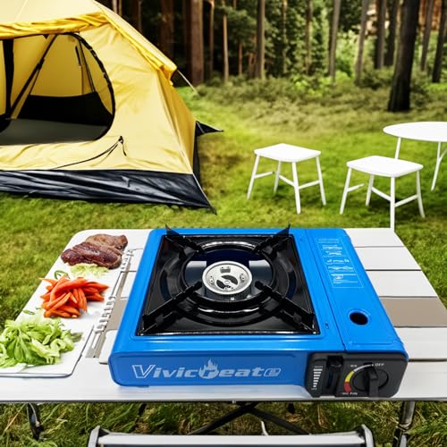 Vivicreate 7000 BTU Portable Butane Gas Stove for Camping Cooking Outdoor, Lightweight Portable Stove Burner with Auto Ignition, Estufa de Gas Portátil para Camping al Aire Libre(Blue) - Image 4