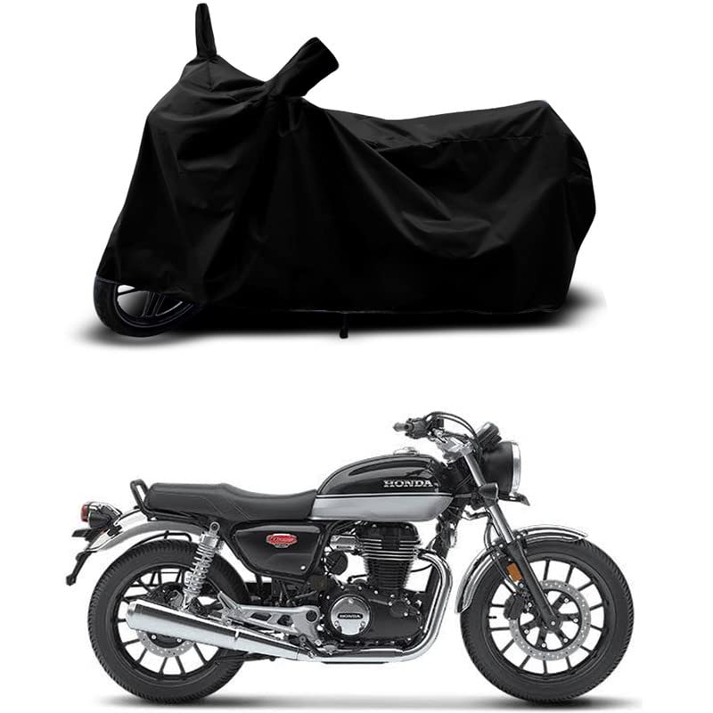 Image of 100% Scratchproof /UV-Rays /Heat Protection /Birds Dropping /Water Resistant /Dust Proof /Waterproof /Bike Scooty Two Wheeler Body Cover Compatible for Honda Hness CB350 DLX All Varients[Black]