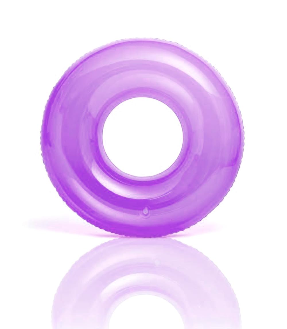 Inflatable Swimming Ring for Adult, Fluorescence Purple Rubber Ring, Inflatable Pool Float Tube for Women Girls Summer Beach Swimming Pool Water Party