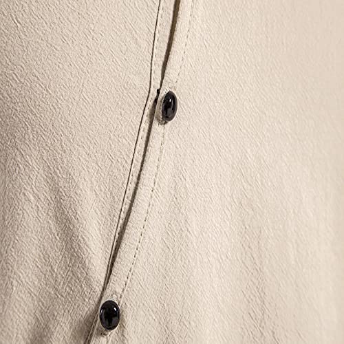 Shirt met opstaande kraag voor heren Vintage effen kleur ademend Comfortabel Veelzijdige trend Eenvoudig casual splitshirt Top - Afbeelding 6