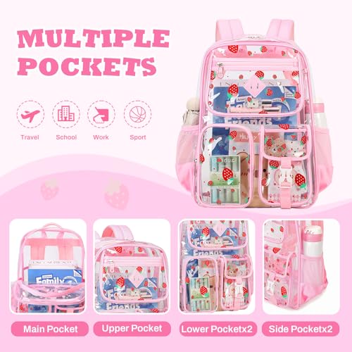 Image of PIG PIG GIRL Clear Backpack for School,Heavy Duty PVC Transparent Bookbag for Girls Stadium Approved See Through Backpack