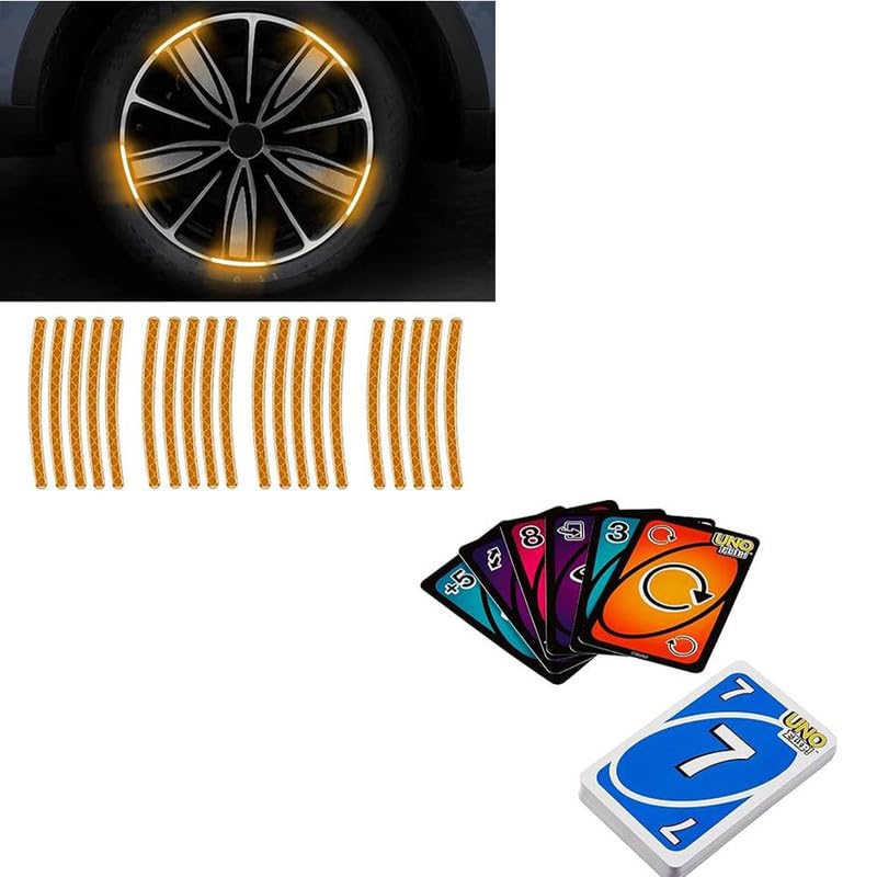 OLIFIN 20pcs 3D Reflective Wheel Tire Rim Stripe Sticker for Kids (Orange) Flip Cards Game for Outdoor Camping– Double Sided Cards, Fun Game for Adult & Family (180 Cards, Pack of 2)