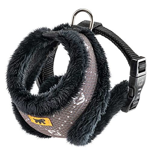 Ferplast Arnés Para Perros Gatos Nikita Fur XS, Transpirable, Piel Ecológica Suave, Cintura Ajustable, Taupe