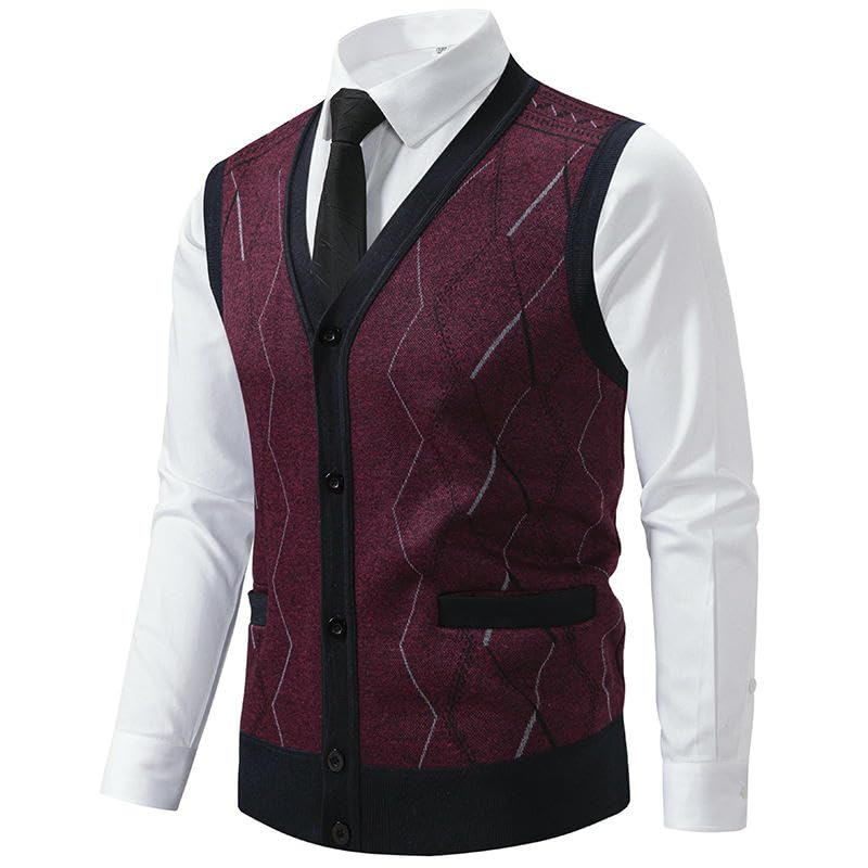 Chaleco de diamantes ajustado de punto premium para el invierno masculino 3